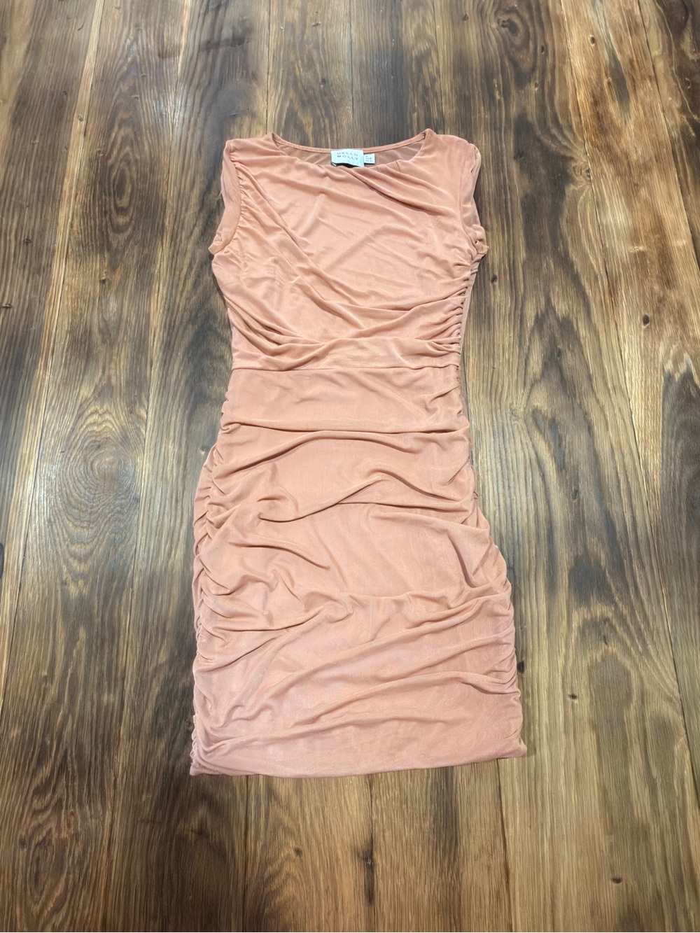 Hello Molly Dusty Peach Ruched Bodycon Mini Dress